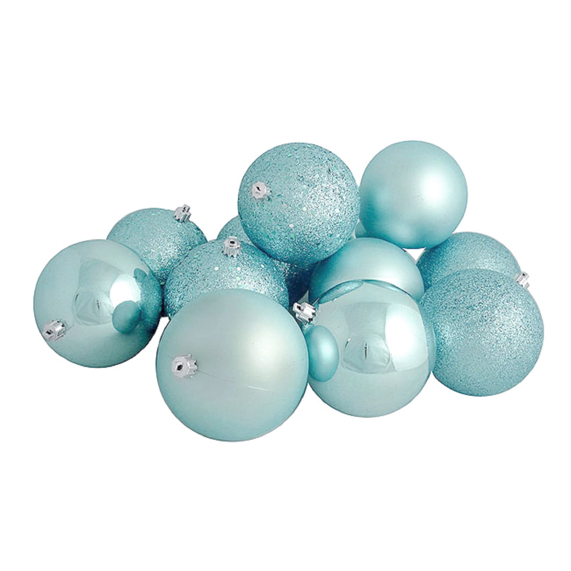 Northlight Shatterproof 4-Finish 4&quot; Christmas Ball Ornaments, 12 ct. - Mermaid Blue