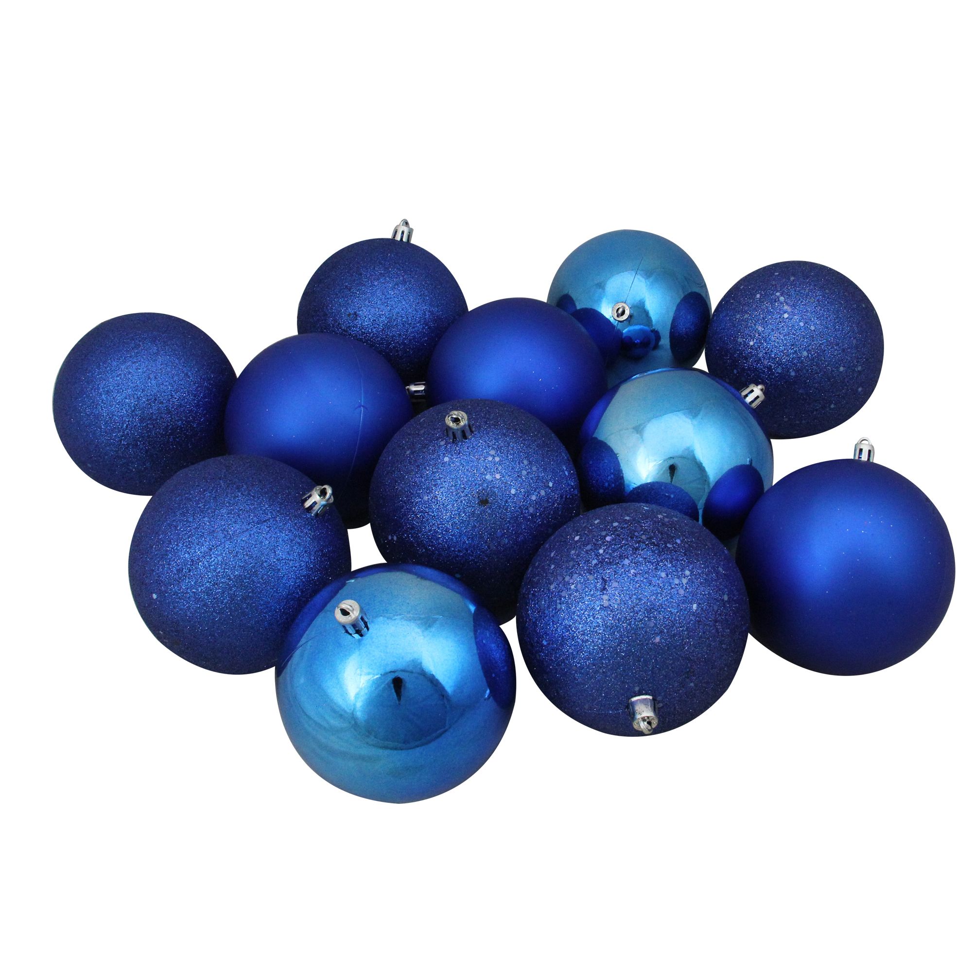Northlight Shatterproof 4-Finish 4&quot; Christmas Ball Ornaments, 12 ct. - Lavish Blue