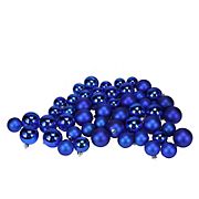 Northlight 2-Finish 2&quot; Christmas Ball Ornaments, 50 ct. - Blue Shatterproof