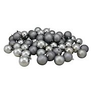 Northlight Shatterproof 4-Finish 2.5&quot; Christmas Ball Ornaments, 60 ct. - Pewter Gray
