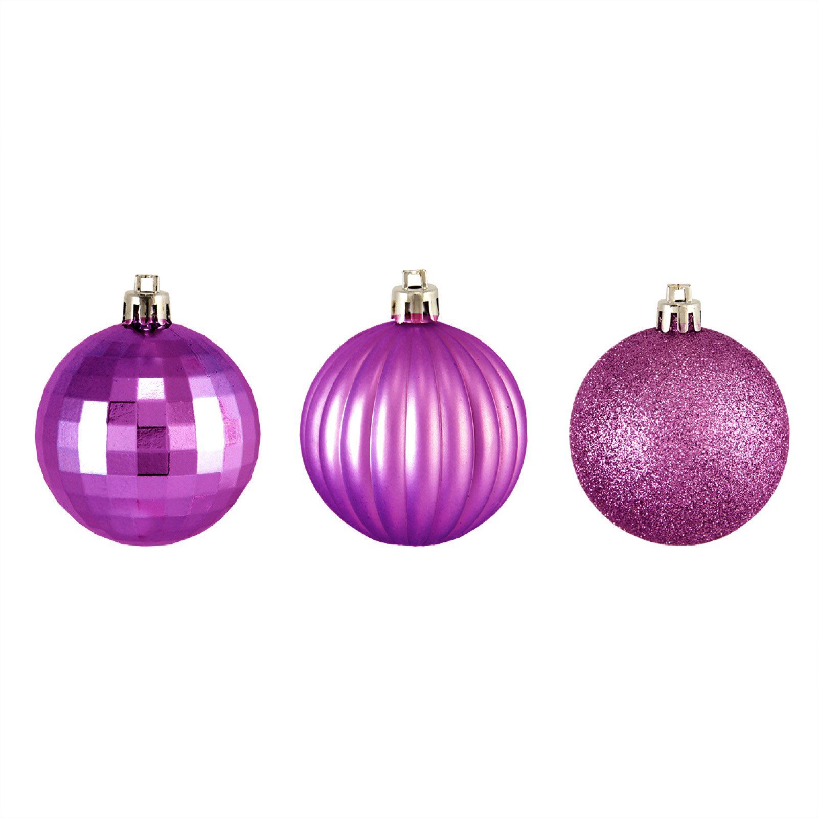 Northlight Shatterproof 3-Finish 2.5&quot; Christmas Ball Ornaments, 100 ct. - Orchid Pink