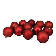 Northlight Shatterproof 4-Finish 4&quot; Christmas Ball Ornaments, 12 ct. - Red