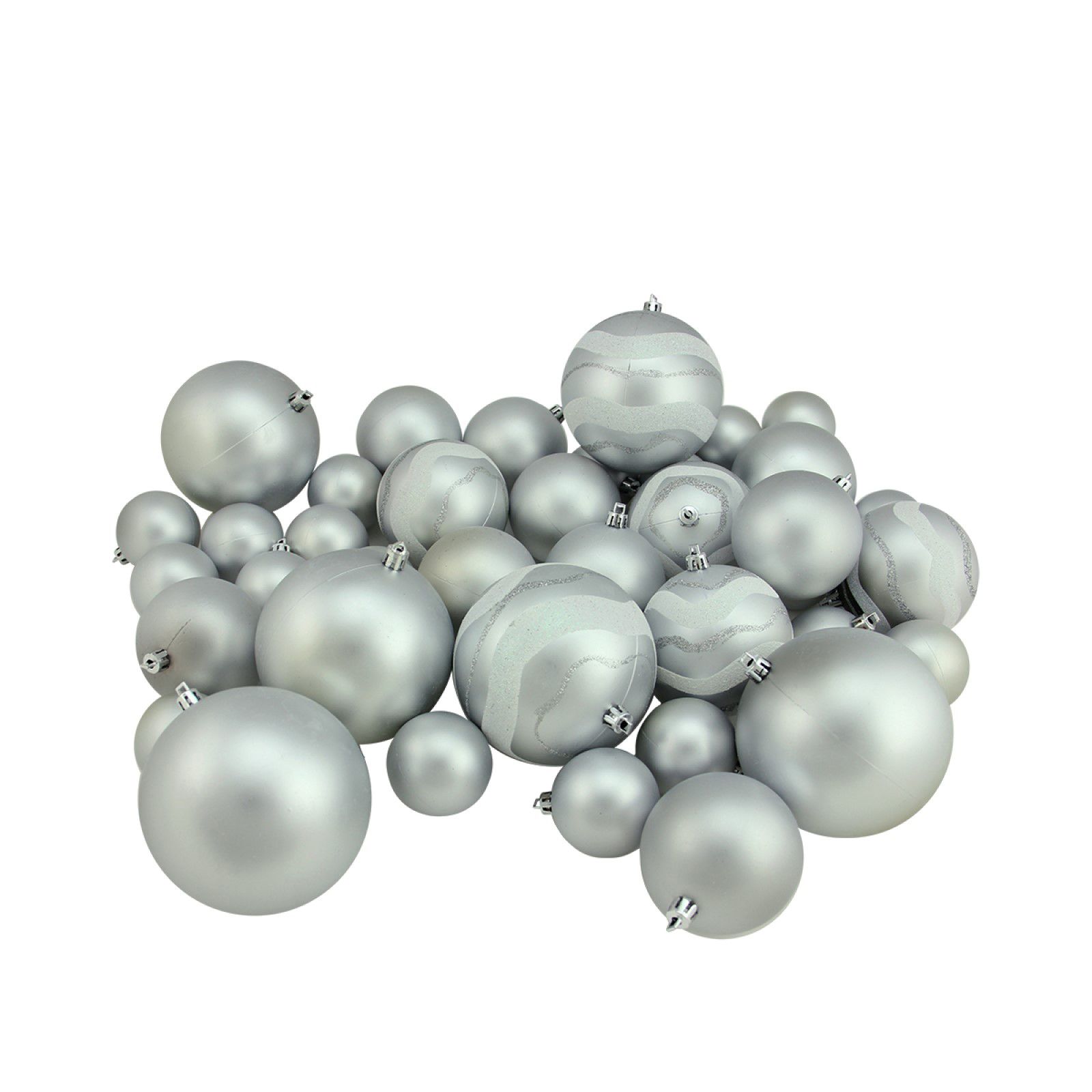 Northlight Shatterproof 2-Finish 4&quot; Christmas Ball Ornaments, 39 ct. - Silver