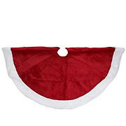 Northlight 48&quot; Velveteen Christmas Tree Skirt with Trim - Red and White