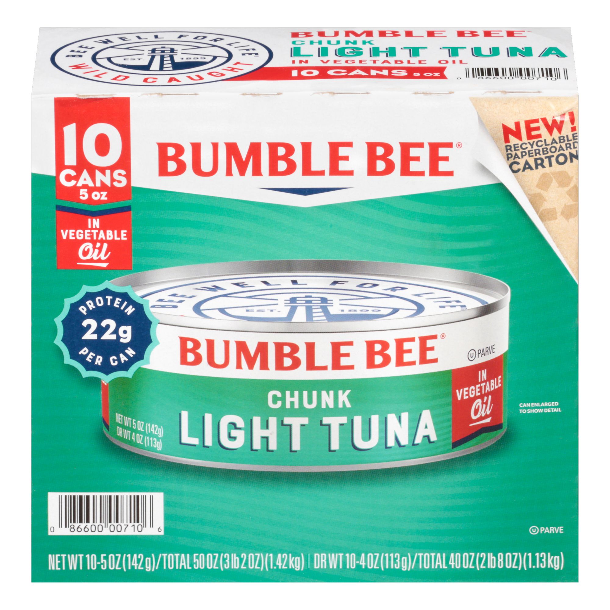 Bumble Bee Chunk Light Tuna in Oil, 10 pk./5 oz.