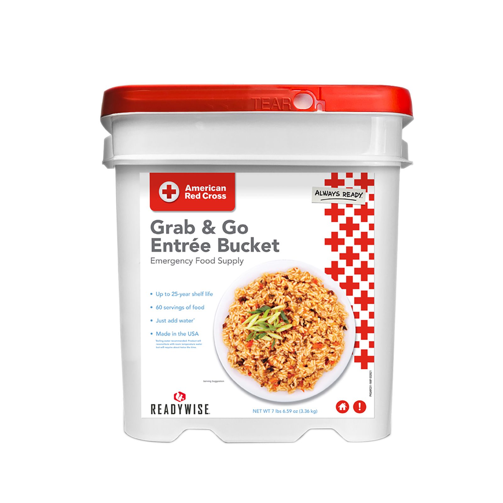 ReadyWise American Red Cross Grab & Go Entree Bucket Emergency Food Supply