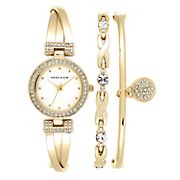 Anne Klein Premium Crystal Accented Bangle Watch Set