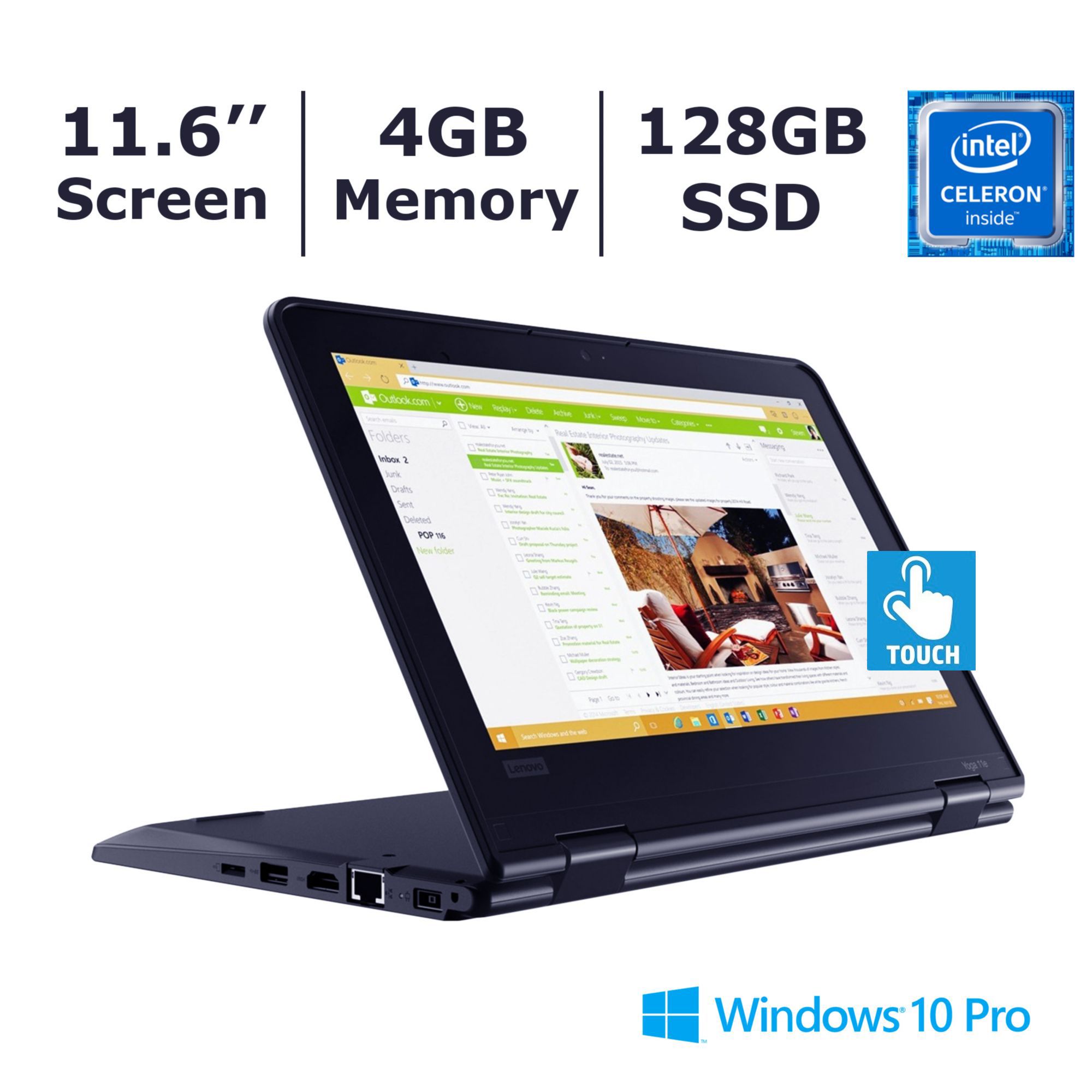 Lenovo ThinkPad Yoga 20LNS1MV00 Laptop, Intel Celeron N4120 Processor, 4GB  Memory, 128GB SSD