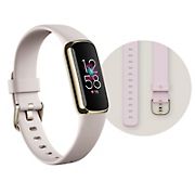 Fitbit Luxe Fitness and Wellness Tracker Bundle with One-Size Band and Bonus Small Band - Lunar White