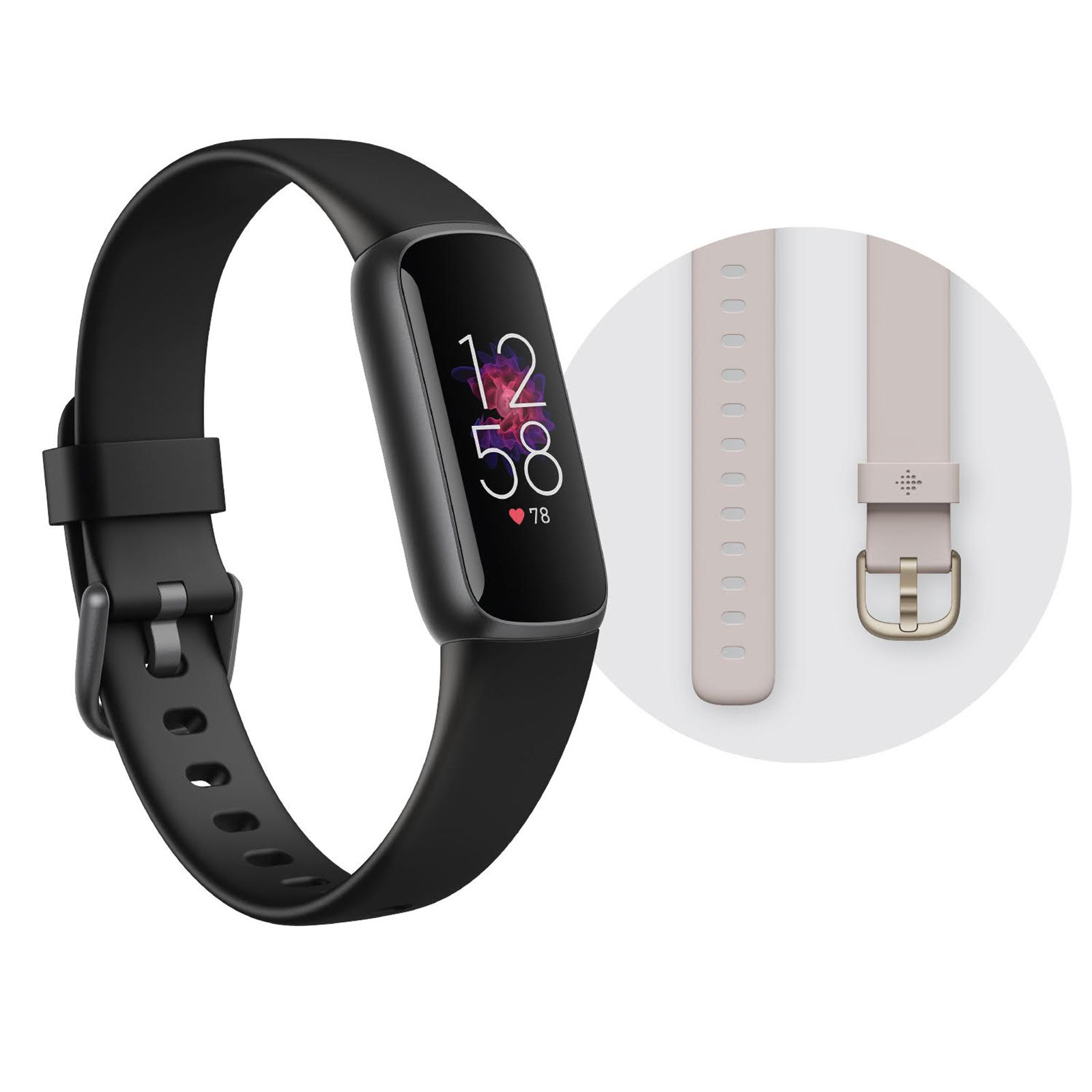 Fitbit Luxe Fitness and Wellness Tracker Bundle with One-Size Band and Bonus Small Band - Black
