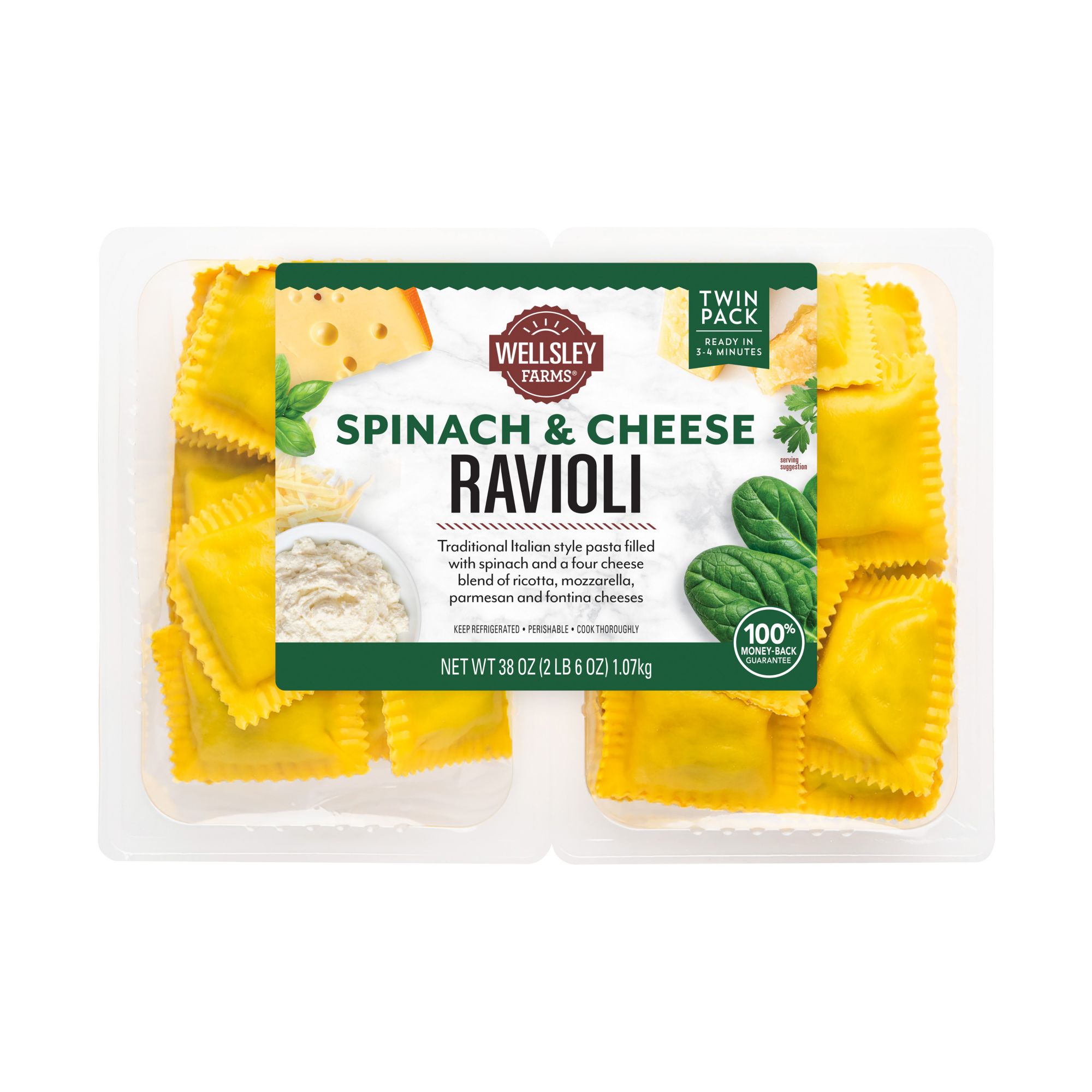 Wellsley Farms Spinach and Cheese Ravioli, 38 oz.