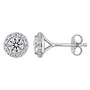 1.33 ct. DEW Created Moissanite Halo Stud Earrings in Sterling Silver