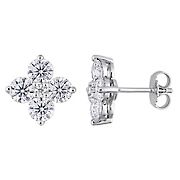 3 ct. DEW Created Moissanite Floral Stud Earrings in Sterling Silver