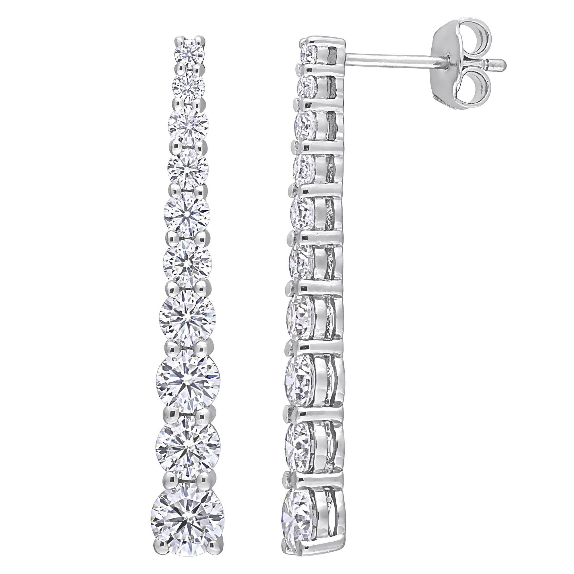 2.75 ct. DEW Created Moissanite Journey Earrings in Sterling Silver