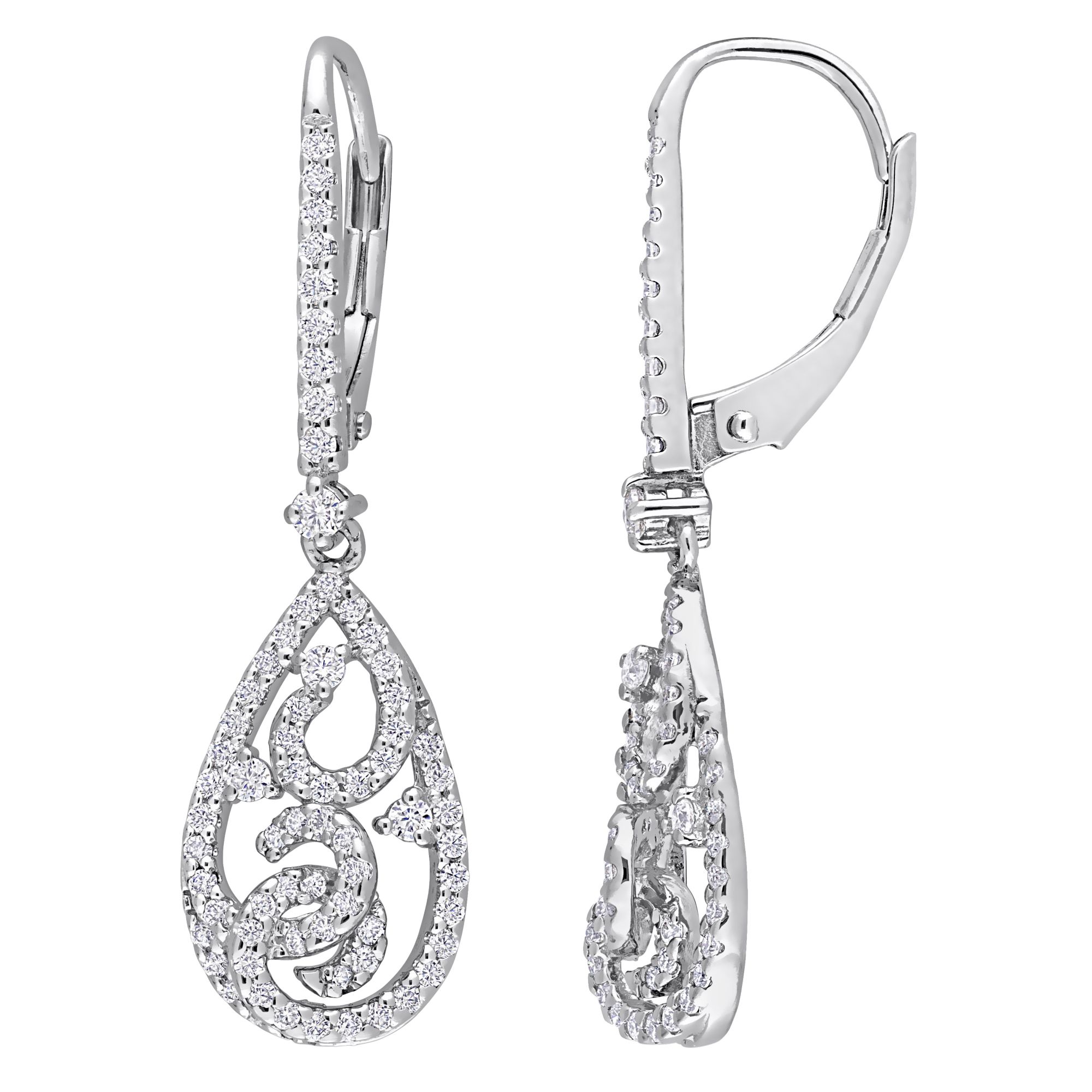 .8 ct. DEW Created Moissanite Floral Dangle Earrings in Sterling Silver