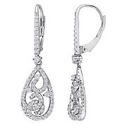 .8 ct. DEW Created Moissanite Floral Dangle Earrings in Sterling Silver