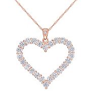 2.4 ct. DEW Created Moissanite Heart Necklace in Rose Gold Plated Sterling Silver