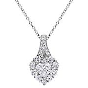 2 ct. DEW Created Moissanite Heart Halo Necklace in Sterling Silver