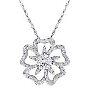 1.1 ct. t.g.w. Created Moissanite Flower Necklace in Sterling Silver