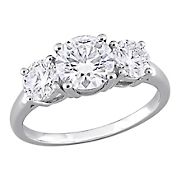 2.25 ct. DEW Created Moissanite 3-Stone Engagement Ring in Sterling Silver - Size 7