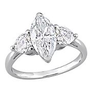 2.5 ct. DEW Created Moissanite 3-Stone Engagement Ring in Sterling Silver - Size 5