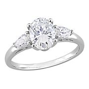 1.75 ct. DEW Created Moissanite 3-Stone Engagement Ring in Sterling Silver - Size 6