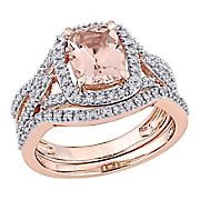 0.25 ct. t.w.. Diamond Crossover Bridal Ring Set in 10k Rose Gold - Size 5
