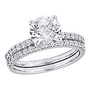 3.1 ct. t.w.. Created White Sapphire Bridal Ring Set in 10k White Gold - Size 6