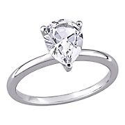 2.625 ct. t.g.w. Created White Sapphire Pear Shape Solitaire Ring in 10k White Gold - Size 9