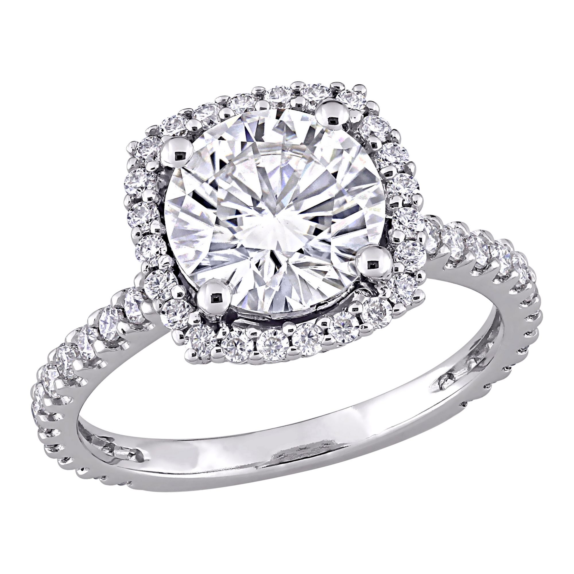 2.5 ct. DEW Created Moissanite Halo Engagement Ring in 10k White Gold - Size 8