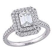 1.625 ct. DEW Created Moissanite Halo Engagement Ring in 10k White Gold - Size 5