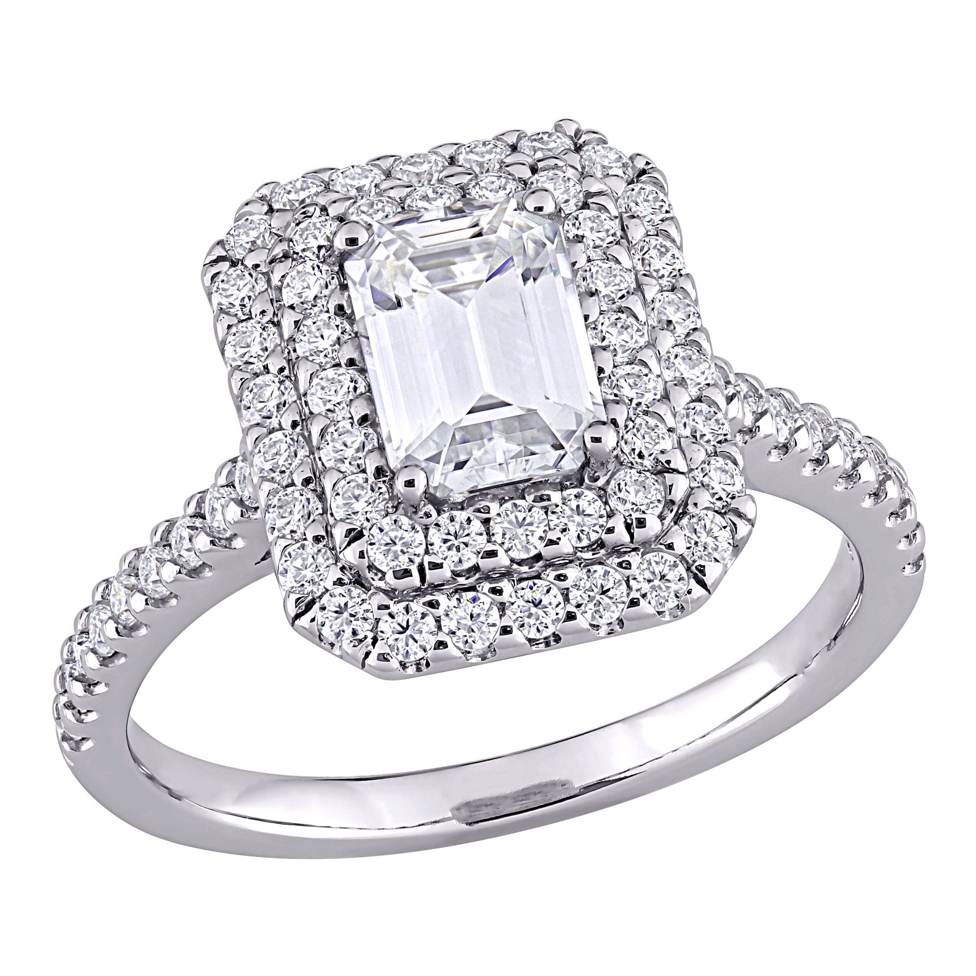 1.625 ct. DEW Created Moissanite Halo Engagement Ring in 10k White Gold - Size 9