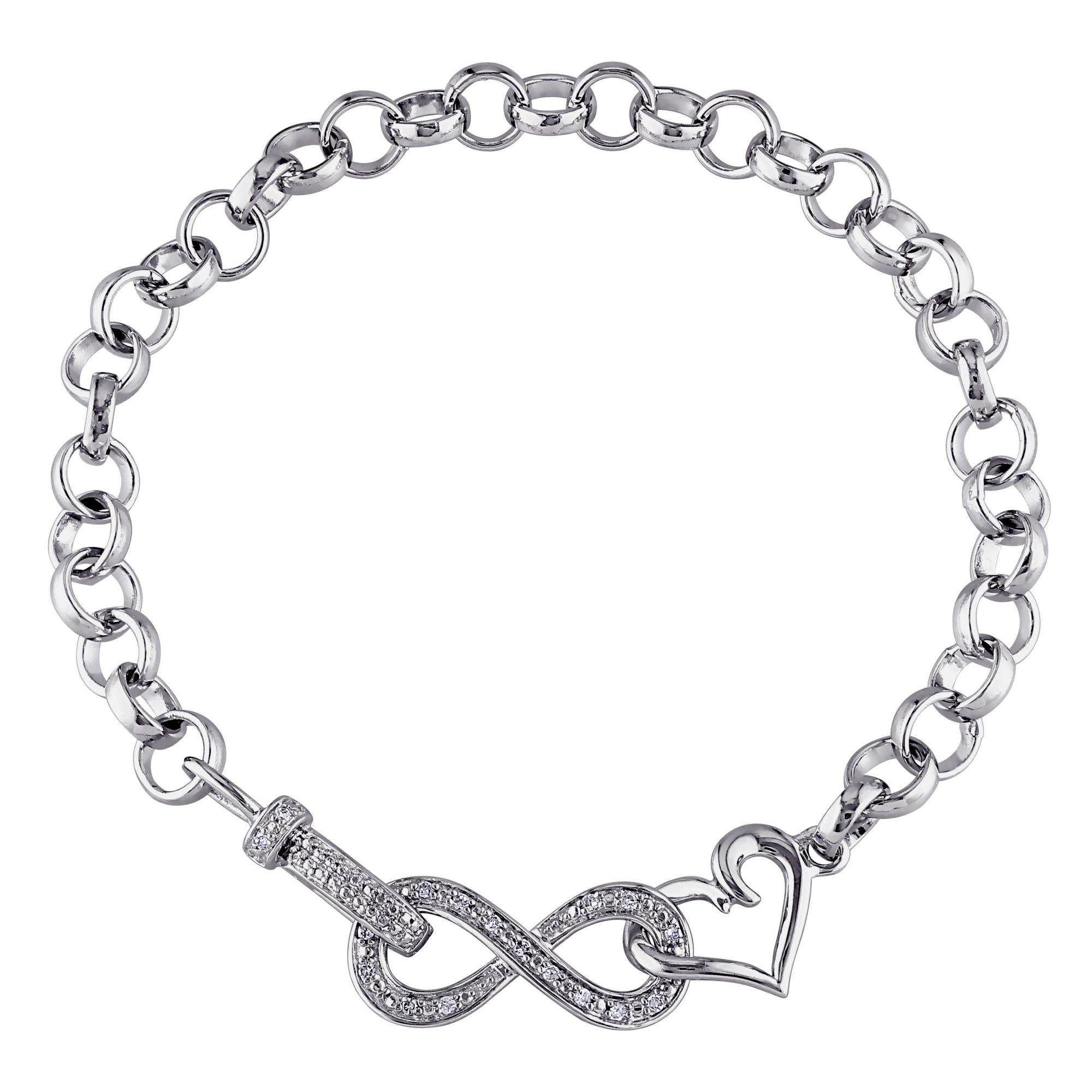 .1 ct. t.w. Diamond Infinity Heart Bracelet in Sterling Silver