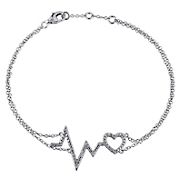 Diamond Accent Heartbeat Bracelet in Sterling Silver
