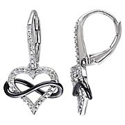 .1 ct. t.w. Diamond Infinity Heart Earrings in Sterling Silver with Black Rhodium