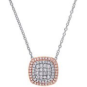 .5 ct. t.w. Diamond Grid Halo Necklace in Two-Tone Sterling Silver