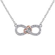 .1 ct. t.w. Diamond Infinity Heart Necklace in Two-Tone Sterling Silver