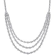 1 ct. t.w. Diamond Oval Link Layered Necklace in Sterling Silver