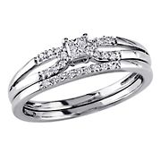 0.2 ct. t.w. Diamond Princess Cut Split Shank Bridal Set in Sterling Silver - Size 5