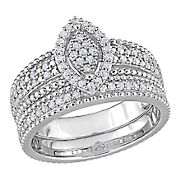 0.33 ct. t.w. Diamond Marquise Shape Cluster Bridal Set in Sterling Silver - Size 5
