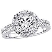 0.2 ct. t.w. Diamond Halo Split Shank Engagement Ring in Sterling Silver - Size 7