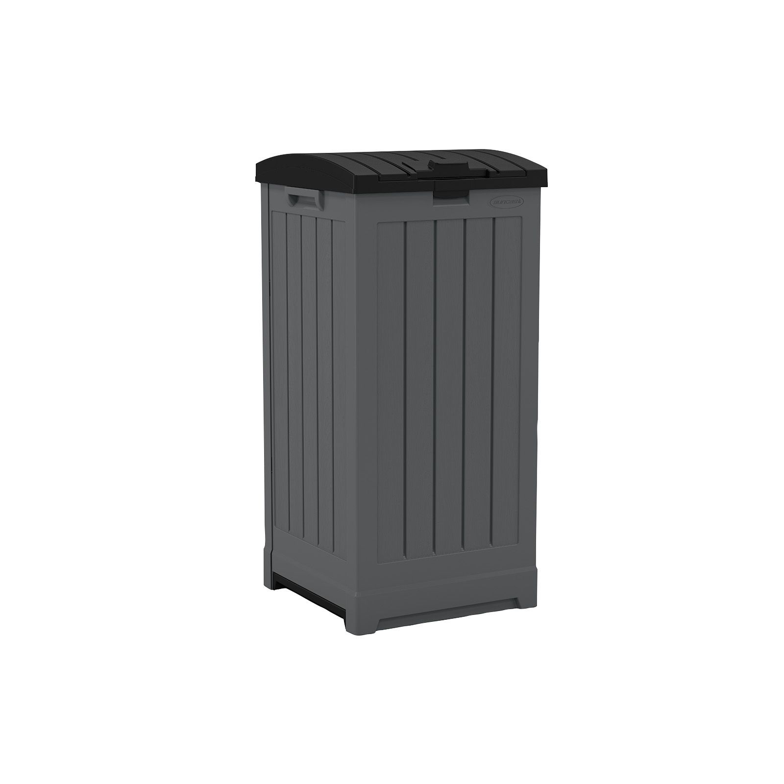 Suncast 39 Gallon Outdoor Resin Hideaway Trash Can, Peppercorn