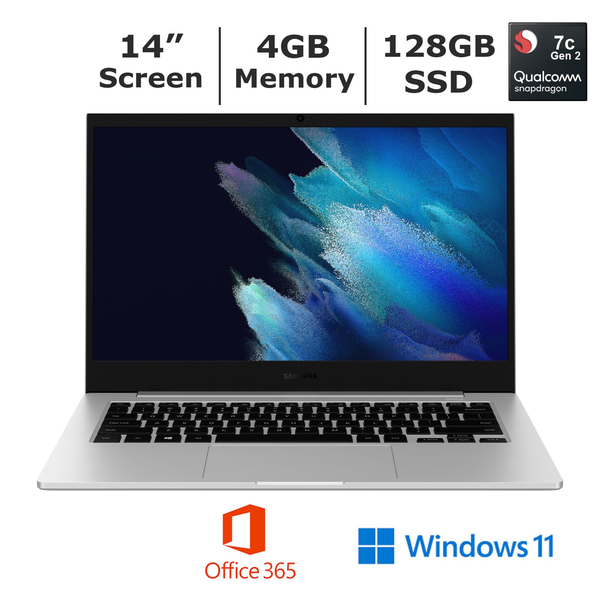 Samsung Galaxy Book Go 14&quot; FHD Laptop - Qualcomm 7c Gen 2, 4GB Memory, 128GB eUFS with BONUS 1-Year Microsoft 365 Personal