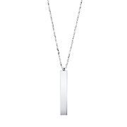 14k White Gold Chain Necklace with Rectangular Pendant