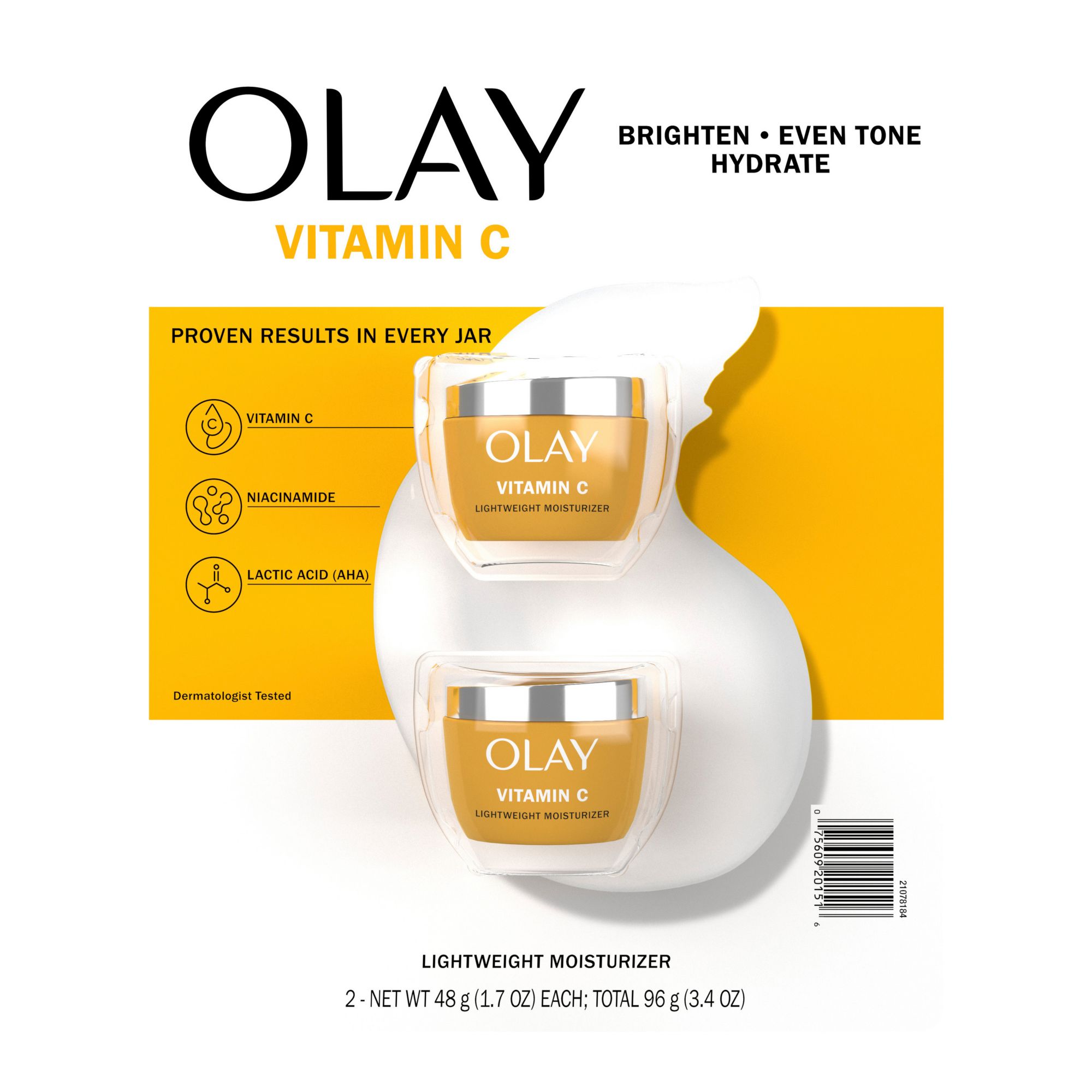Olay Vitamin C Brighten, Even Tone, Hydrate Lightweight Moisturizer, 2 pk/1.7 oz.