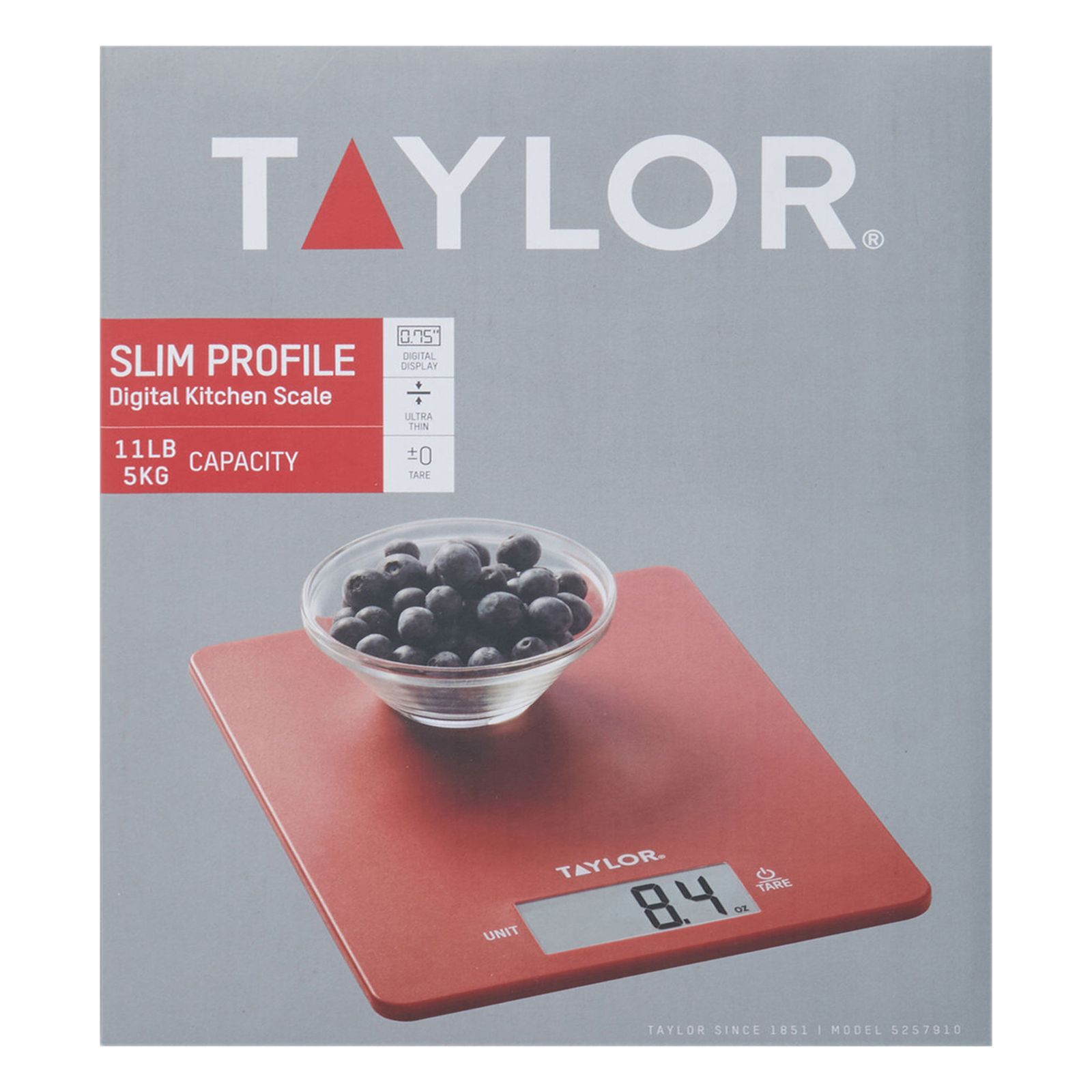 Taylor 3817R Portion Control Scale, Digital, 11 lb x .1 oz., Red