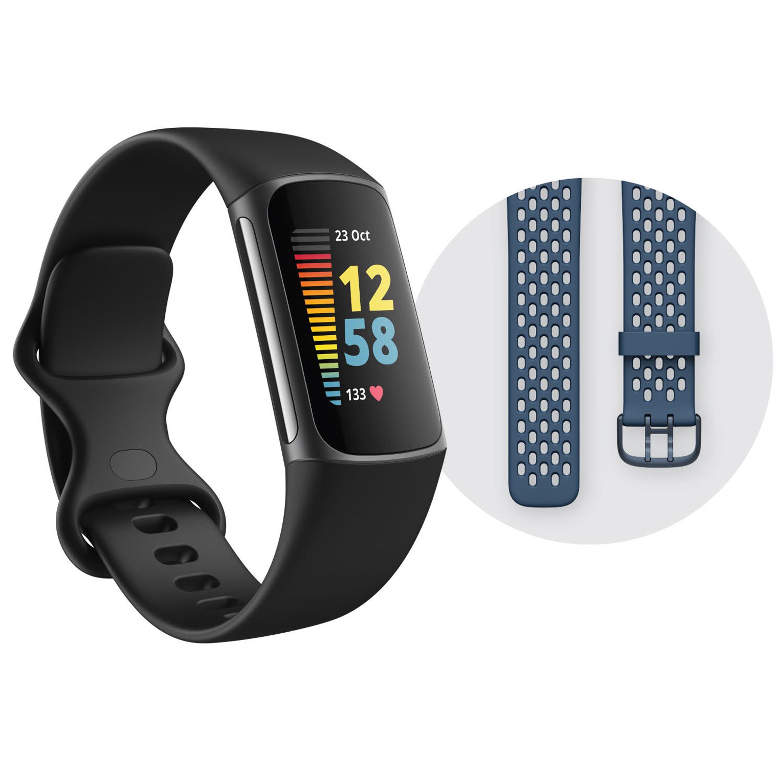 Fitbit Luxe Fitness and Wellness Tracker Bundle with One-Size Band and  Bonus Small Band - Black