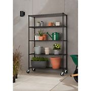 Trinity 5-Tier Outdoor Wire Shelving, NSF, with Wheels - Black
