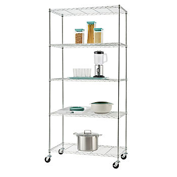 5 Tier Wire Shelving Nsf With Wheels, Trinity Shelving Rack Assembly