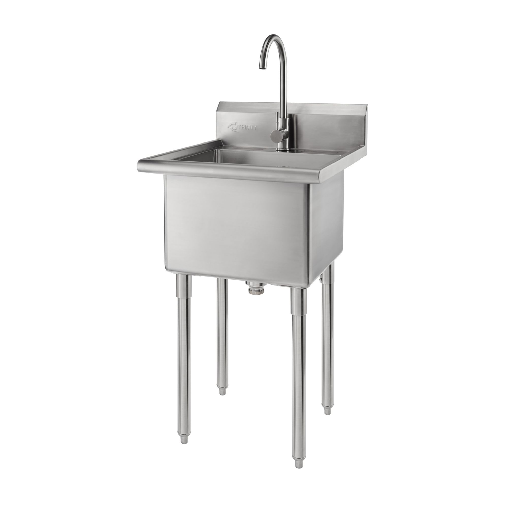 Trinity Stainless Steel Utility Sink, NSF, with Faucet - Silver